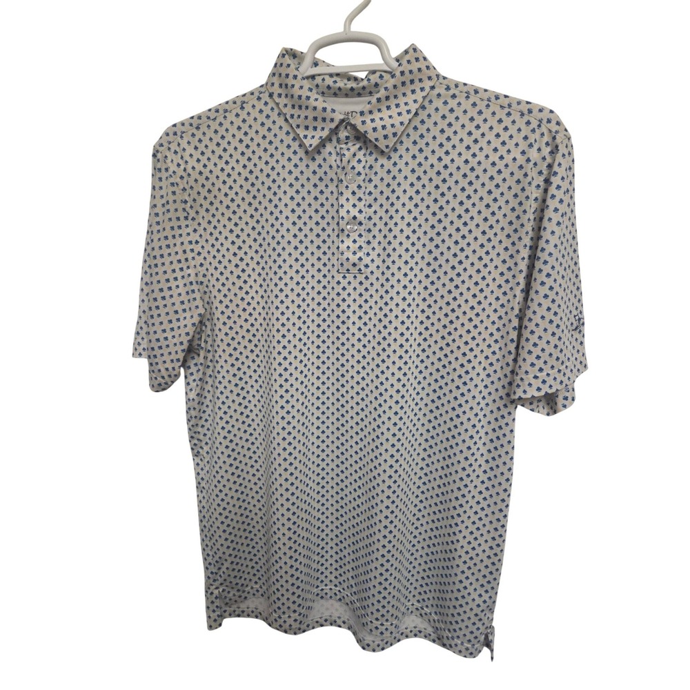 Straight‎ Down Performance Golf Polo Shirt Blue Yellow Spade Print Mens Large